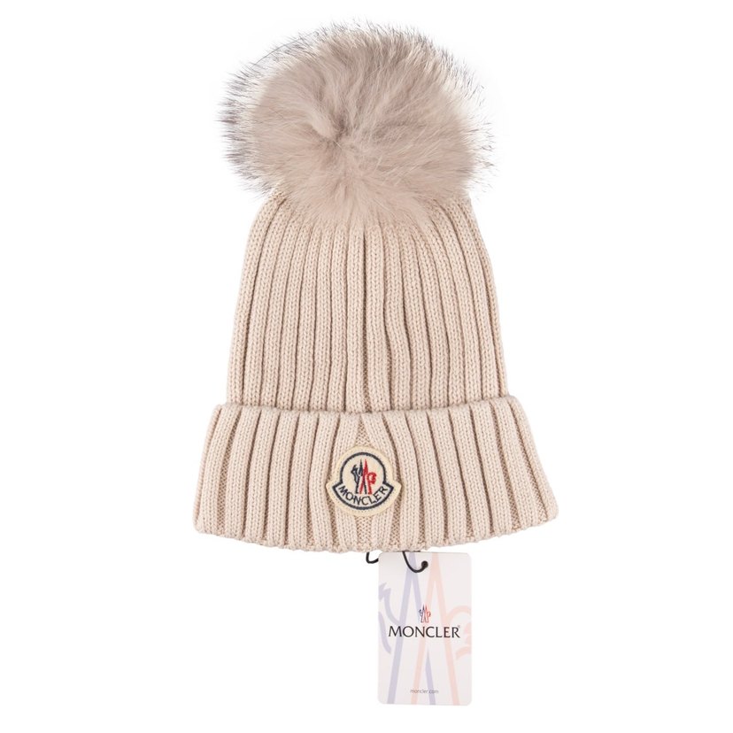 Moncler Bordo Kürk Detaylı Kadın Bere - Görsel 4