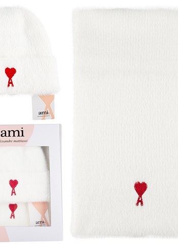 Pembe Örgü Ami Kadın Bere ve atkı . - Görsel 2