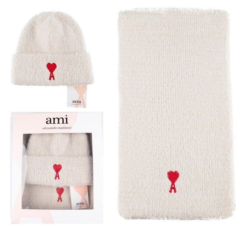 Pembe Örgü Ami Kadın Bere ve atkı . - Görsel 3