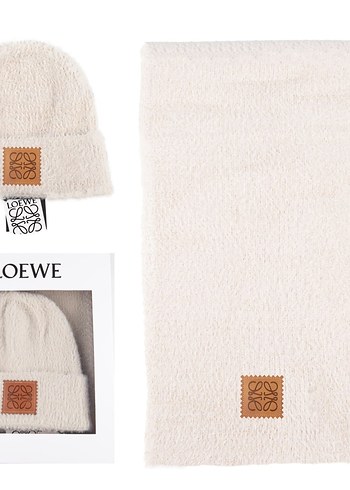 Bej Örgü Kadın Yün Bere ve atkı . - Görsel 3