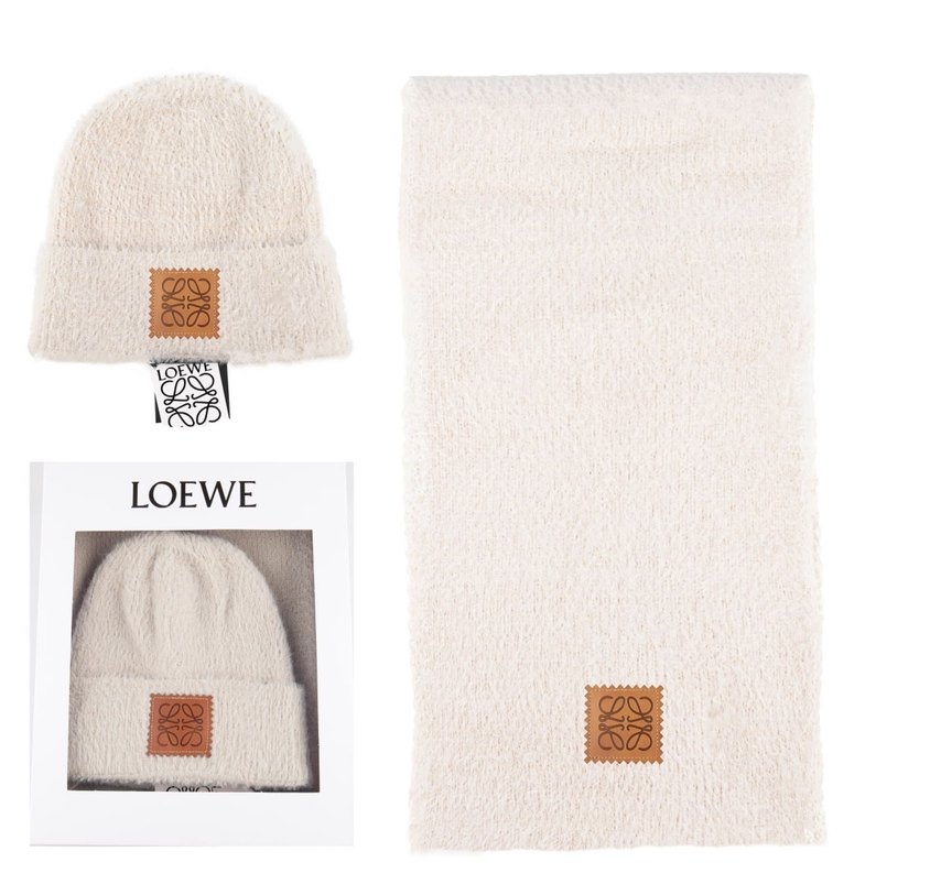 Bej Örgü Kadın Yün Bere ve atkı . - Görsel 3