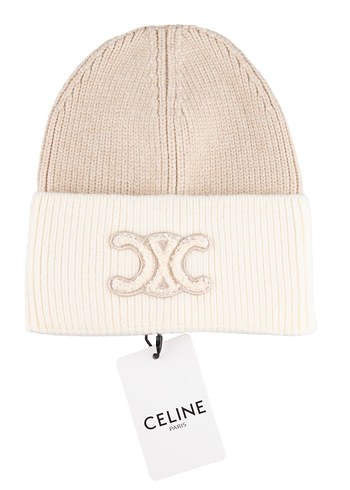 Celine Gri-Beyaz Örgü Yün Kadın Bere - Görsel 4