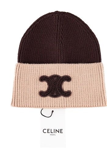 Celine Gri-Beyaz Örgü Yün Kadın Bere - Görsel 3