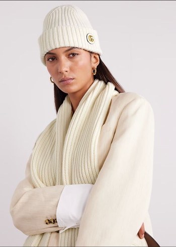 Bej Örgü Gucci Kadın Bere - Görsel 6