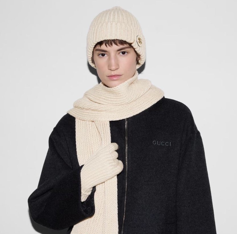 Bej Örgü Gucci Kadın Bere - Görsel 2