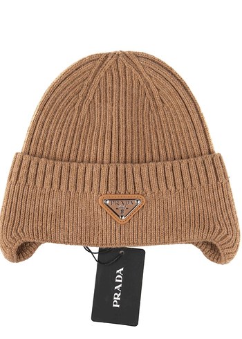 Kadın  ve erkek Beyaz Örgü Yün Prada Bere - Görsel 2