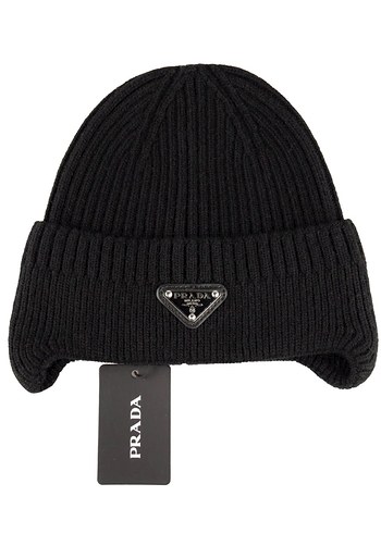 Kadın  ve erkek Beyaz Örgü Yün Prada Bere - Görsel 4