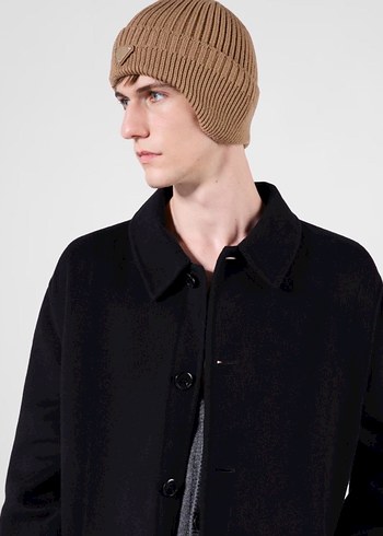 Kadın  ve erkek Beyaz Örgü Yün Prada Bere - Görsel 3