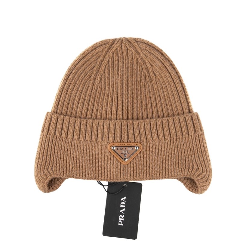 Kadın  ve erkek Beyaz Örgü Yün Prada Bere - Görsel 2