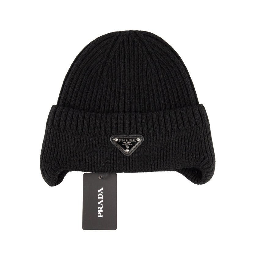 Kadın  ve erkek Beyaz Örgü Yün Prada Bere - Görsel 4