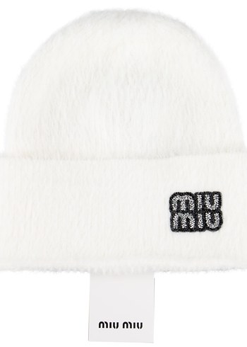 Beyaz Örgü Miu Miu Kadın Bere - Görsel 3