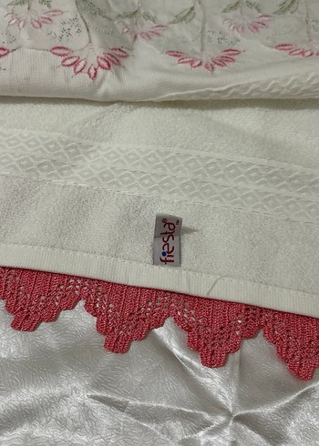 Diğer Nakışlı Bohem Stil Pembe Havlu