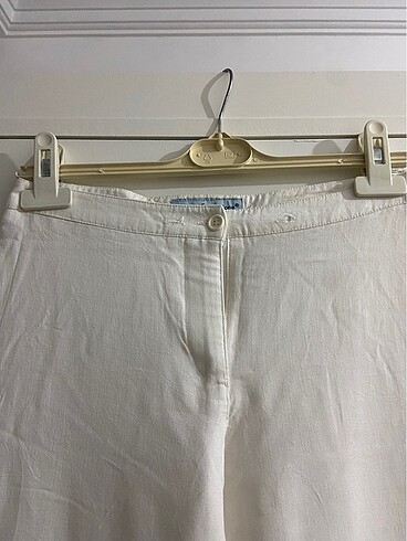 Diğer Beyaz keten kumaş pantolon