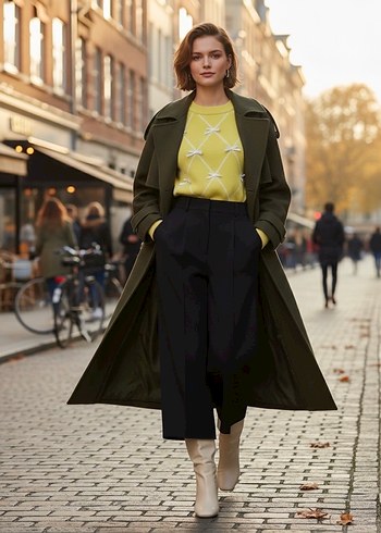 Sarı Bisiklet Yaka Triko Kazak - Görsel 4