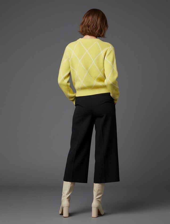 Sarı Bisiklet Yaka Triko Kazak - Görsel 3