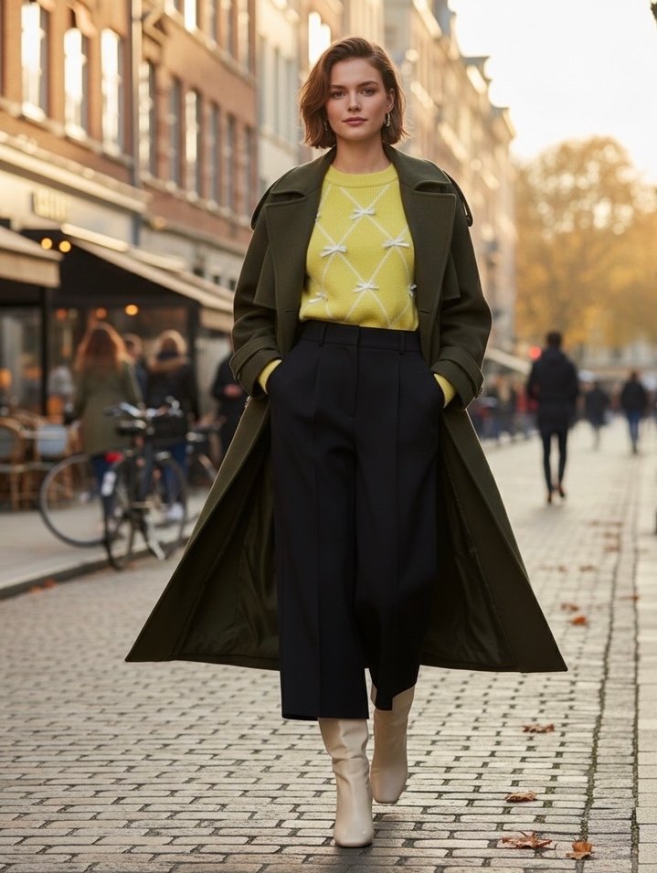 Sarı Bisiklet Yaka Triko Kazak - Görsel 4