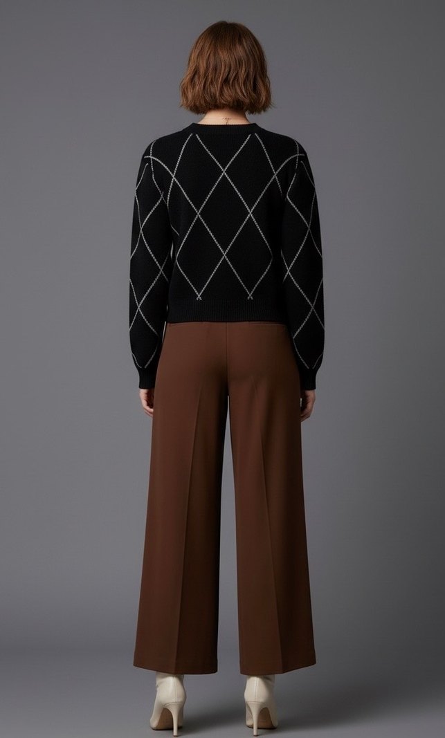 Fiyonk Detaylı Baklava Desenli Kazak - Görsel 4