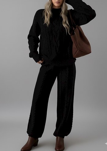 Siyah Triko Alt Üst Takım - Görsel 7