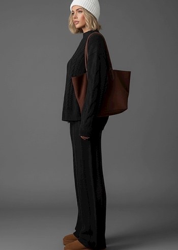 Siyah Triko Alt Üst Takım - Görsel 3