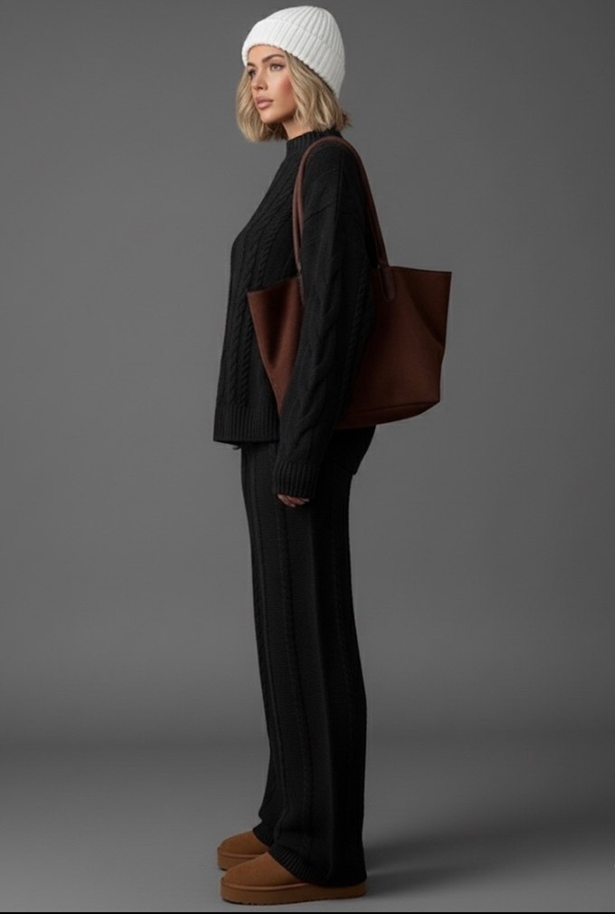 Siyah Triko Alt Üst Takım - Görsel 3