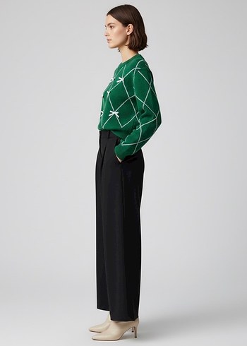 Kadın Yeşil Örgü Midi Kazak - Görsel 3