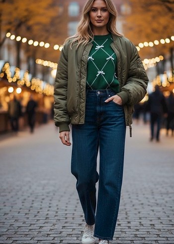 Kadın Yeşil Örgü Midi Kazak - Görsel 5