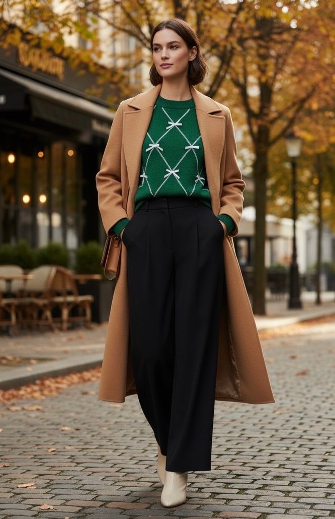 Kadın Yeşil Örgü Midi Kazak - Görsel 4