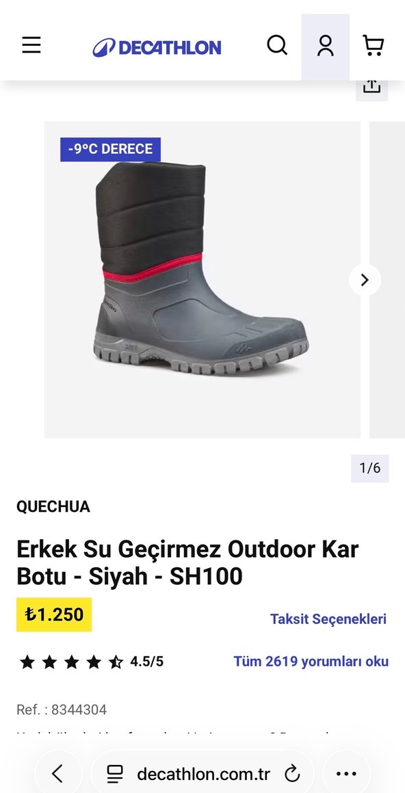 Decatlon Su Geçirmez Outdoor Kar Botu -
Gri Erkek Çocuk - Görsel 4