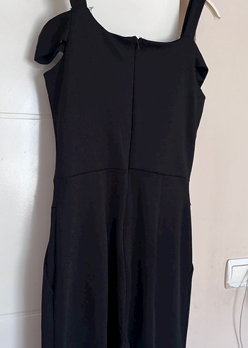 Siyah Kemerli Kadın Midi Tulum - Görsel 3