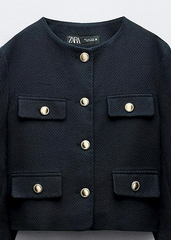 Düğmeli Siyah Kısa Kadın Ceket - Görsel 2