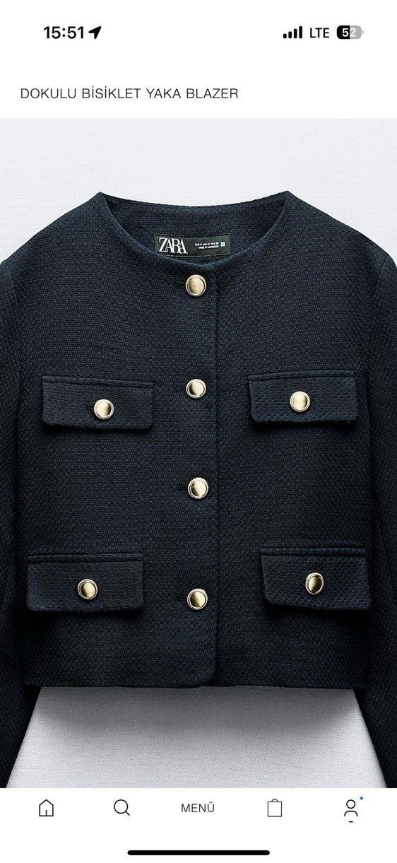 Düğmeli Siyah Kısa Kadın Ceket - Görsel 2