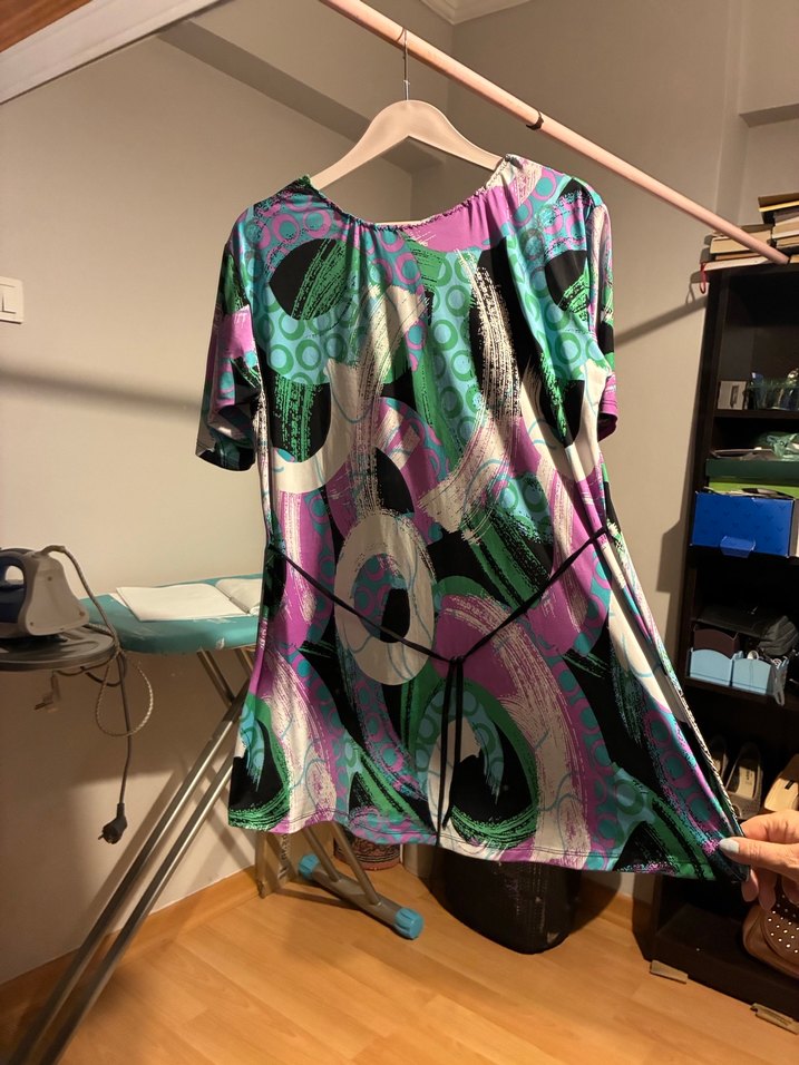 Renkli Tie-Dye Desenli Hamile Mini Tişört - Görsel 2