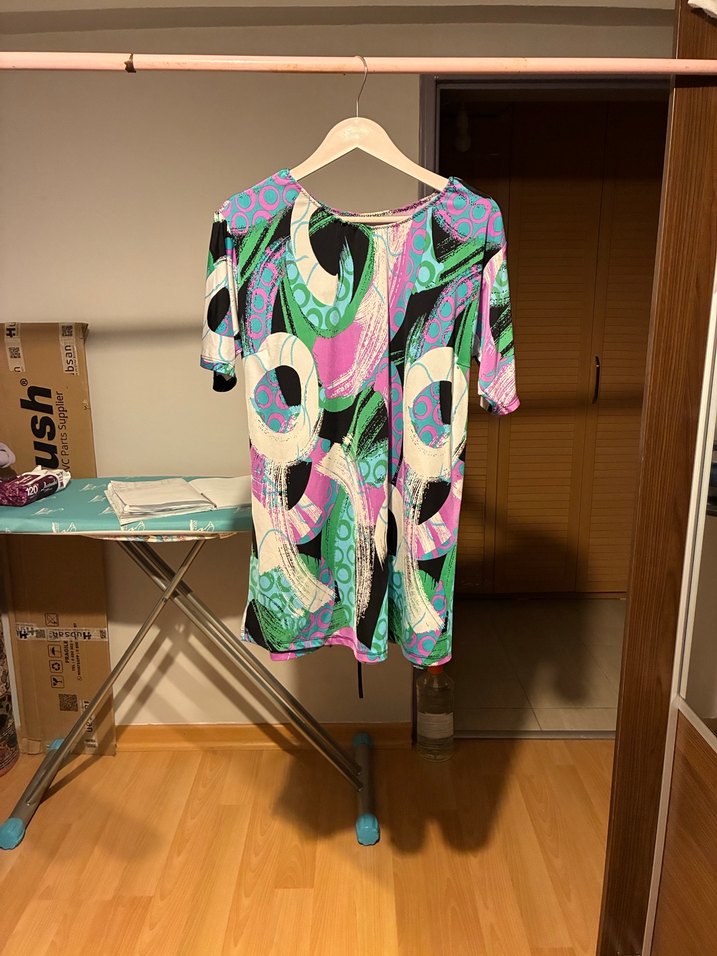 Renkli Tie-Dye Desenli Hamile Mini Tişört - Görsel 4