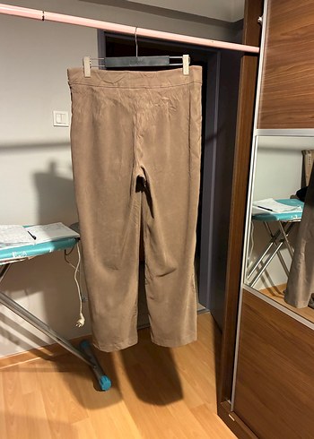 44 beden Bej Kuşaklı Salaş Kadın Kumaş Pantolon - Görsel 7