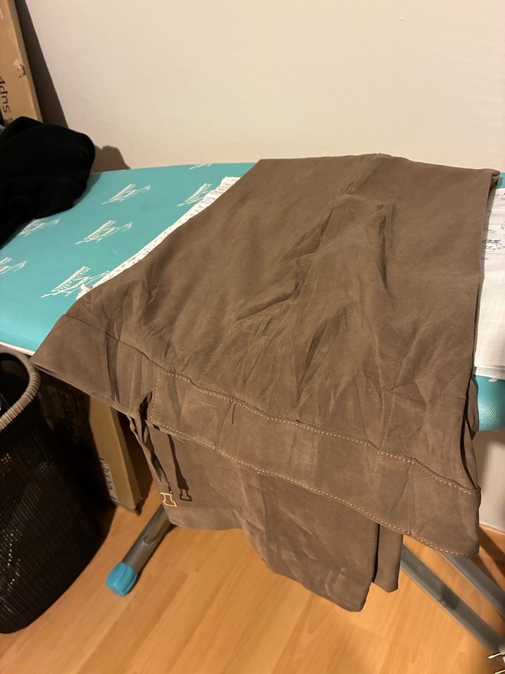 44 beden Bej Kuşaklı Salaş Kadın Kumaş Pantolon - Görsel 3