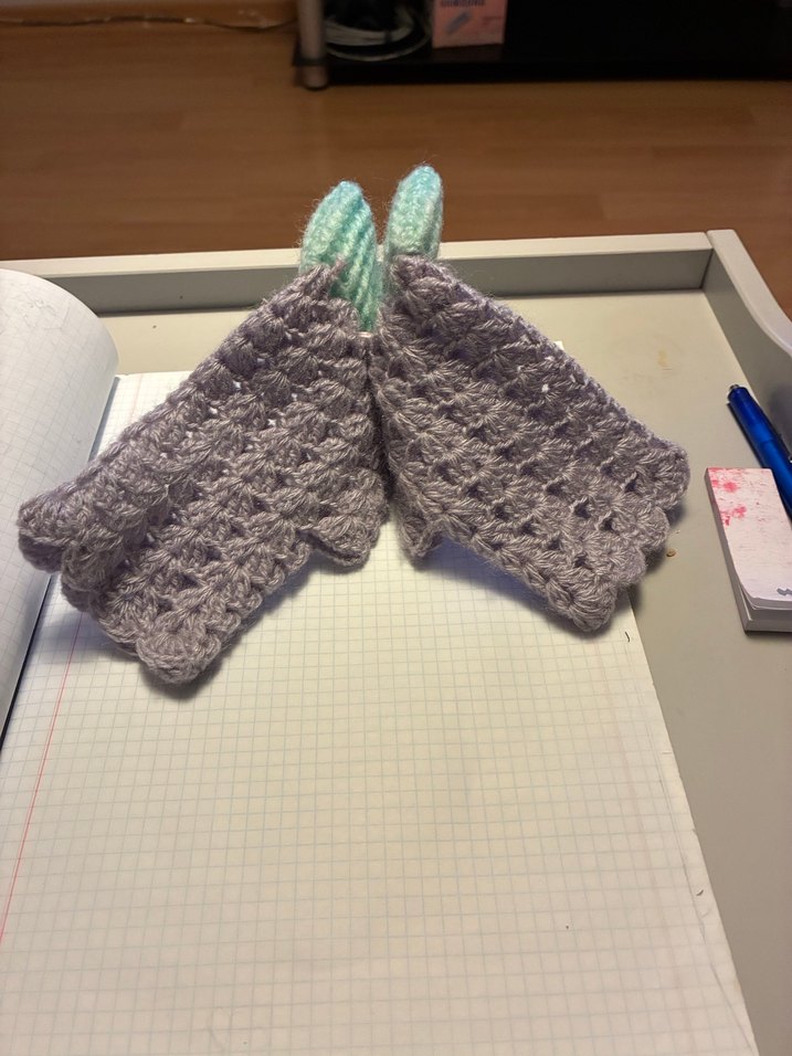 Bohem Tarz Gri Örgü Kadın Eldiven - Görsel 2