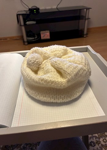 Beyaz Örgü Kadın Bere - Görsel 4