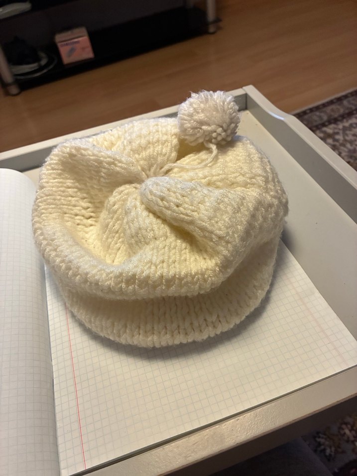 Beyaz Örgü Kadın Bere - Görsel 3