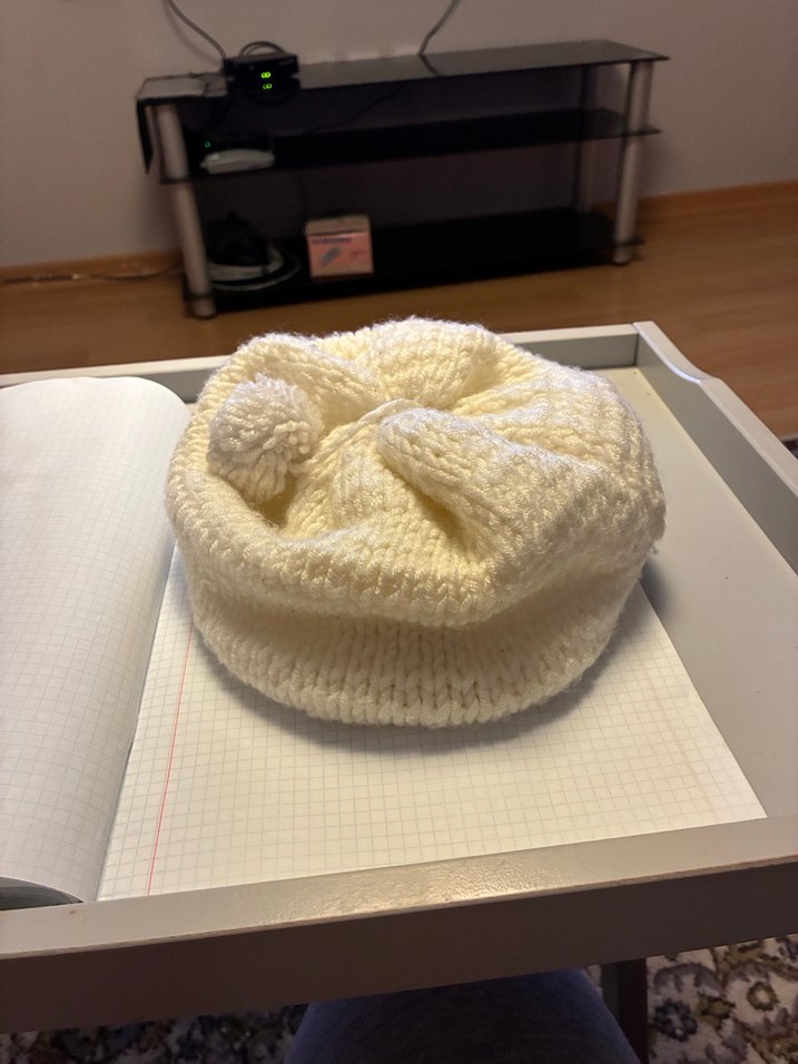 Beyaz Örgü Kadın Bere - Görsel 4