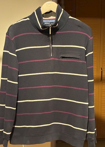 Dik Yakalı Çizgili Fermuarlı Erkek Kazak - Görsel 4