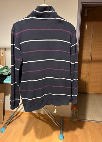 Dik Yakalı Çizgili Fermuarlı Erkek Kazak - Görsel 7