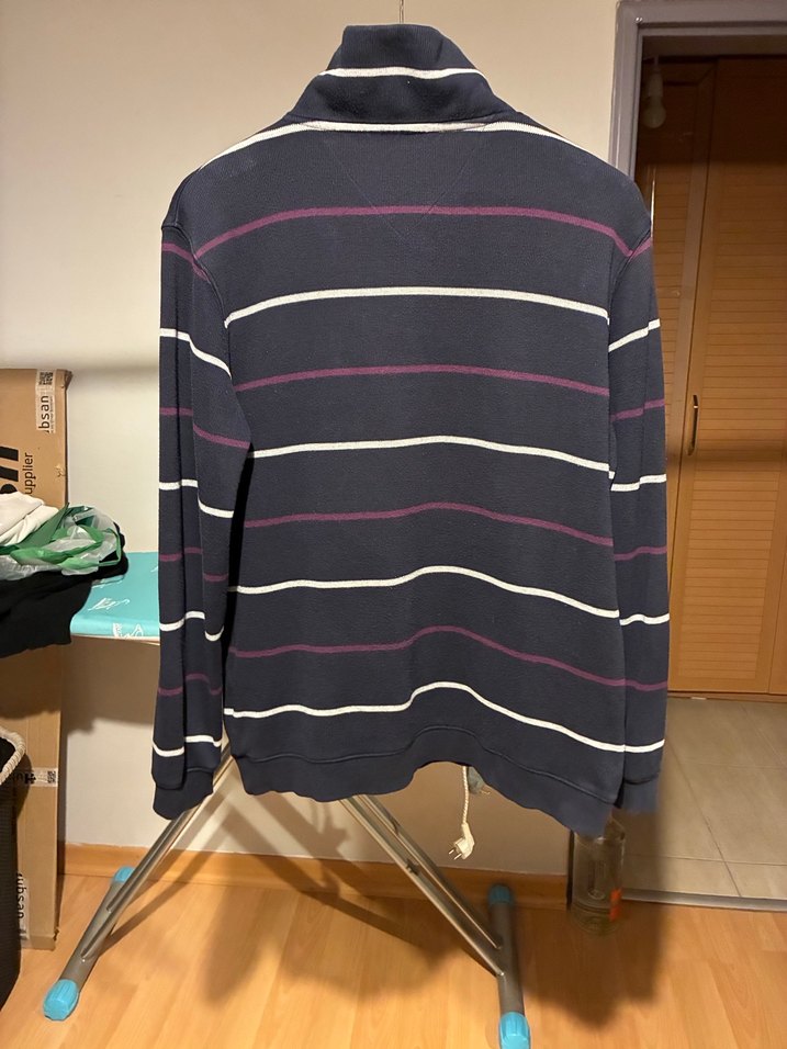 Dik Yakalı Çizgili Fermuarlı Erkek Kazak - Görsel 2