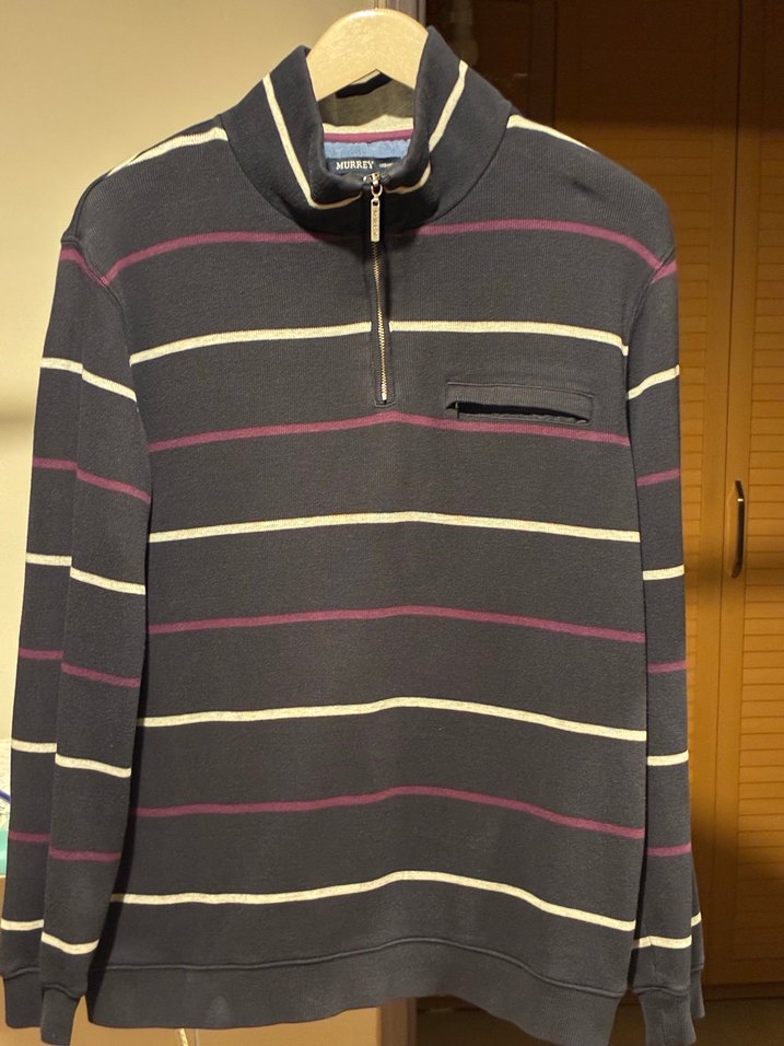 Dik Yakalı Çizgili Fermuarlı Erkek Kazak - Görsel 4