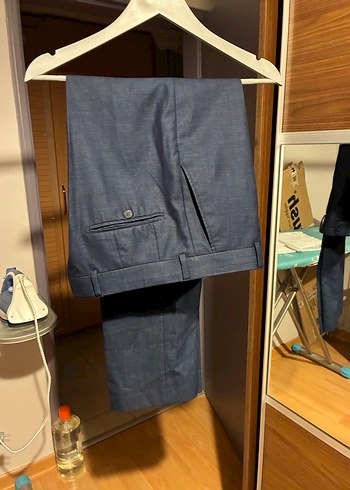 42 beden Mavi Erkek Denim Kumaş Ofis Pantolonu - Görsel 5