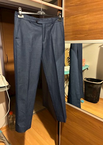 42 beden Mavi Erkek Denim Kumaş Ofis Pantolonu - Görsel 6