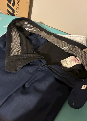 42 beden Mavi Erkek Denim Kumaş Ofis Pantolonu - Görsel 4