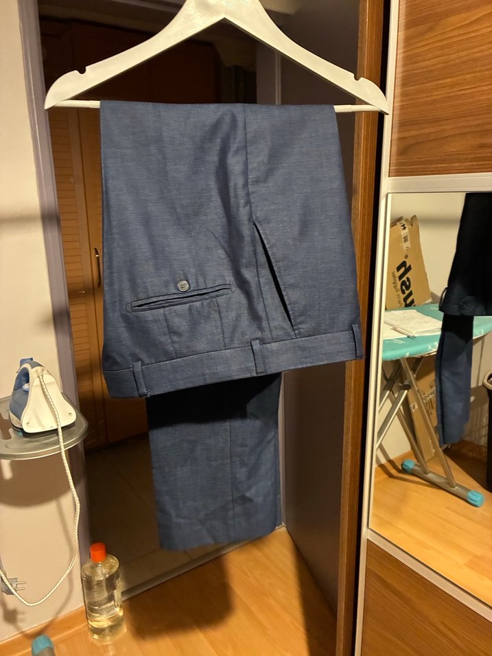 42 beden Mavi Erkek Denim Kumaş Ofis Pantolonu - Görsel 5