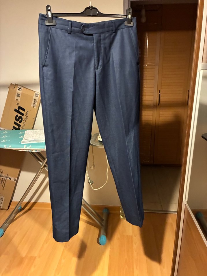 42 beden Mavi Erkek Denim Kumaş Ofis Pantolonu - Görsel 3