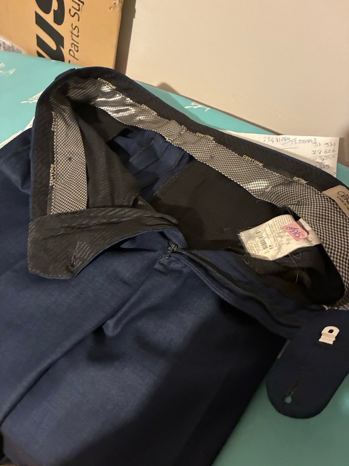 42 beden Mavi Erkek Denim Kumaş Ofis Pantolonu - Görsel 4