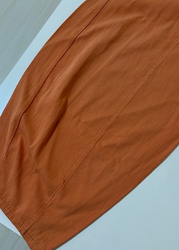 Kadın Turuncu Bol Kesim Keten Pantolon - Görsel 2